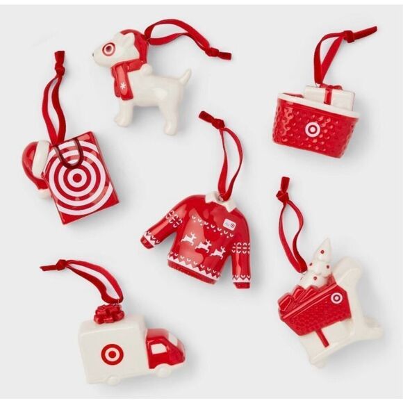 Wondershop Target Holiday Christmas Ornament Set Bullseye Dog Shopping Cart Set - Picture 2 of 3